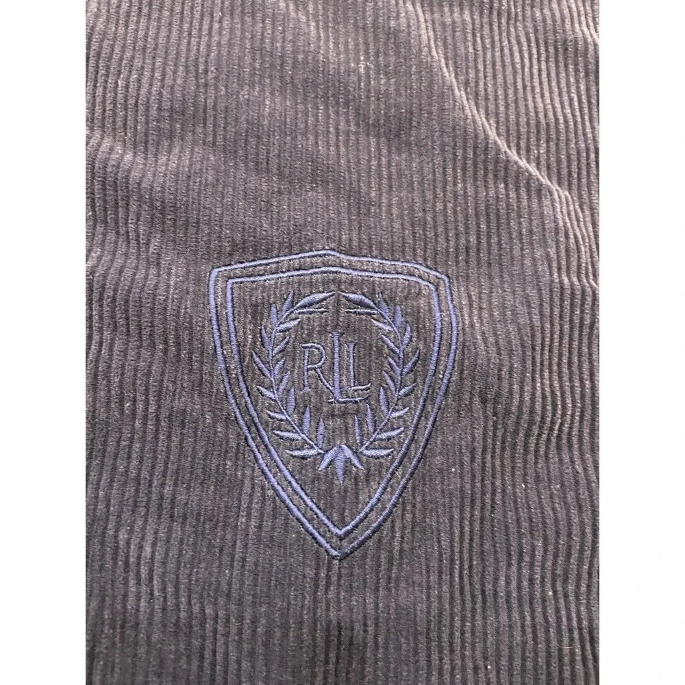 Vtg  Ralph Lauren Embroidered LRL CREST Blue Purple Corduroy  Pillow Cover 18x20